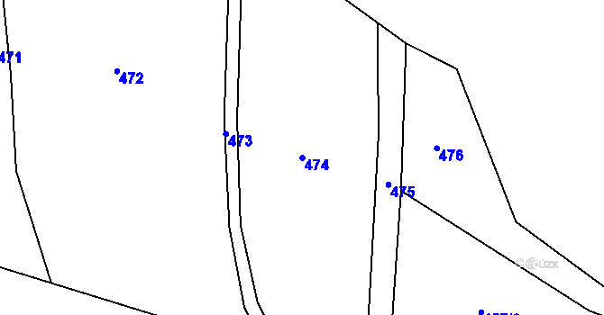 Parcela st. 474 v KÚ Vodslivy, Katastrální mapa