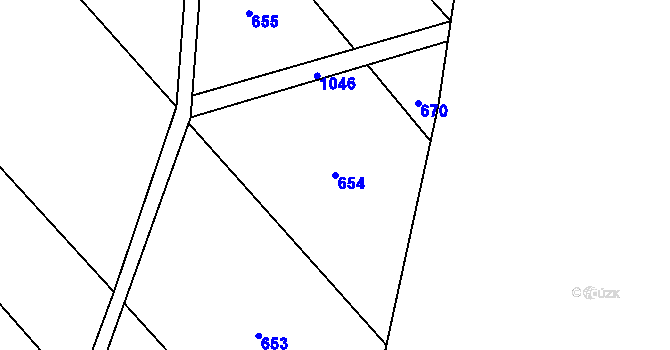 Parcela st. 654 v KÚ Vodslivy, Katastrální mapa