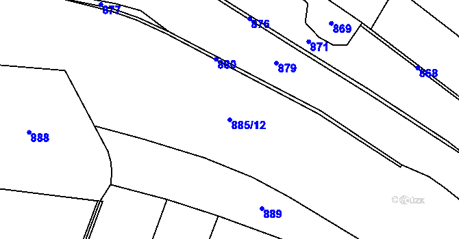 Parcela st. 885/12 v KÚ Vodslivy, Katastrální mapa