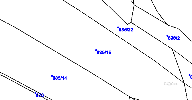 Parcela st. 885/16 v KÚ Vodslivy, Katastrální mapa
