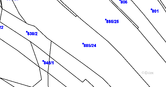 Parcela st. 885/24 v KÚ Vodslivy, Katastrální mapa