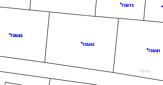 Parcela st. 735/42 v KÚ Ostřešany, Katastrální mapa