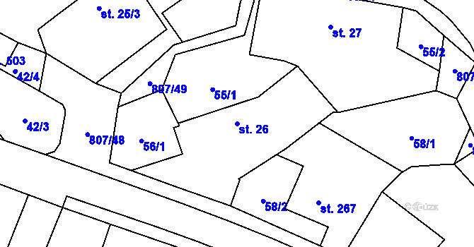 Parcela st. 26 v KÚ Ostřešany, Katastrální mapa