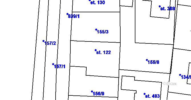 Parcela st. 122 v KÚ Ostřešany, Katastrální mapa