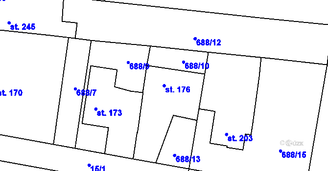 Parcela st. 176 v KÚ Ostřešany, Katastrální mapa