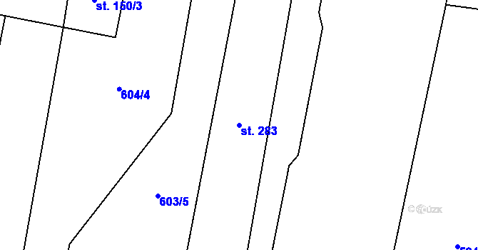 Parcela st. 283 v KÚ Ostřešany, Katastrální mapa