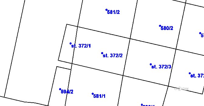 Parcela st. 372/2 v KÚ Ostřešany, Katastrální mapa