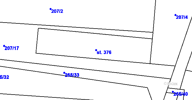 Parcela st. 376 v KÚ Ostřešany, Katastrální mapa