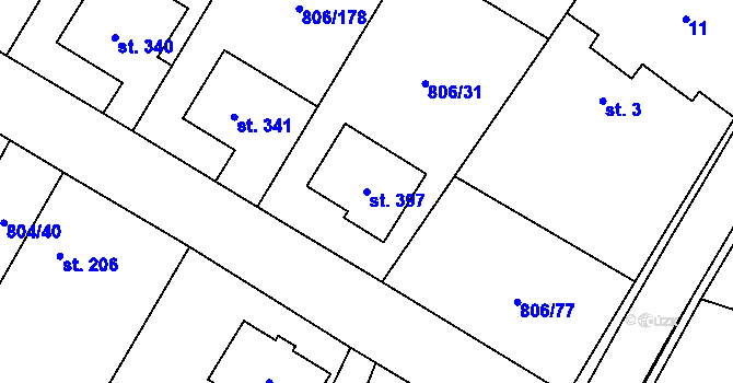 Parcela st. 397 v KÚ Ostřešany, Katastrální mapa