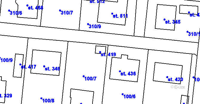 Parcela st. 419 v KÚ Ostřešany, Katastrální mapa