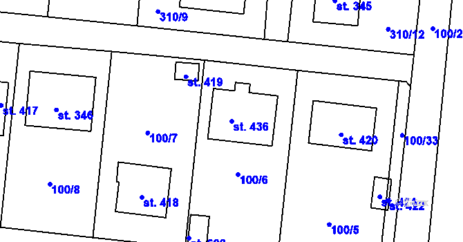 Parcela st. 436 v KÚ Ostřešany, Katastrální mapa