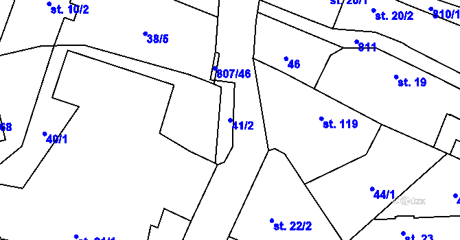 Parcela st. 41/2 v KÚ Ostřešany, Katastrální mapa