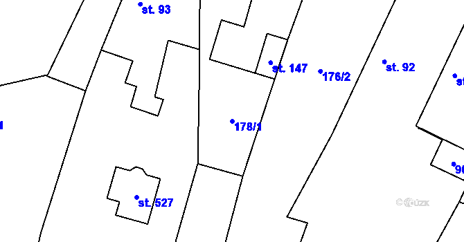 Parcela st. 178/1 v KÚ Ostřešany, Katastrální mapa