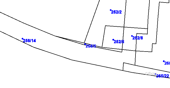 Parcela st. 258/5 v KÚ Ostřešany, Katastrální mapa