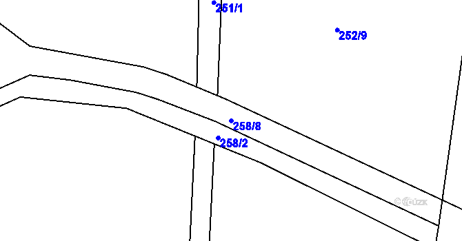 Parcela st. 258/8 v KÚ Ostřešany, Katastrální mapa