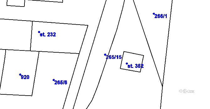 Parcela st. 265/15 v KÚ Ostřešany, Katastrální mapa