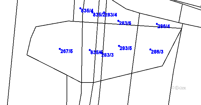 Parcela st. 283/3 v KÚ Ostřešany, Katastrální mapa