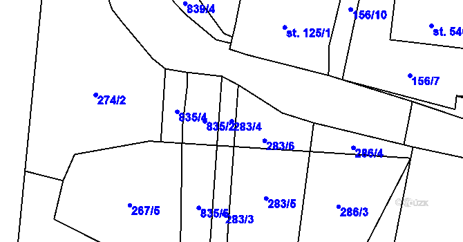 Parcela st. 283/4 v KÚ Ostřešany, Katastrální mapa