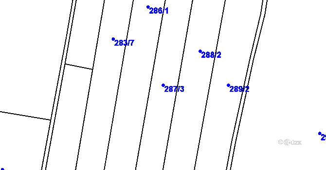Parcela st. 287/3 v KÚ Ostřešany, Katastrální mapa