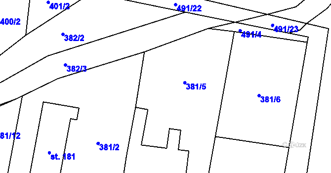 Parcela st. 381/4 v KÚ Ostřešany, Katastrální mapa