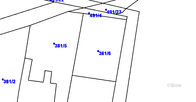 Parcela st. 381/6 v KÚ Ostřešany, Katastrální mapa