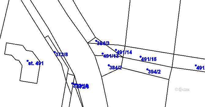 Parcela st. 491/13 v KÚ Ostřešany, Katastrální mapa
