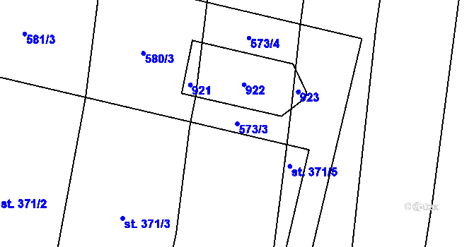 Parcela st. 573/3 v KÚ Ostřešany, Katastrální mapa
