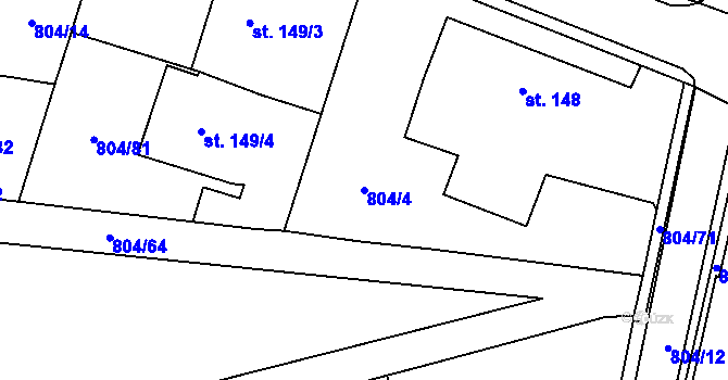 Parcela st. 804/4 v KÚ Ostřešany, Katastrální mapa