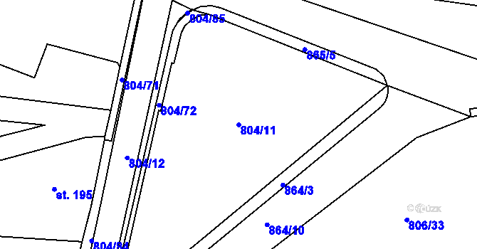 Parcela st. 804/11 v KÚ Ostřešany, Katastrální mapa