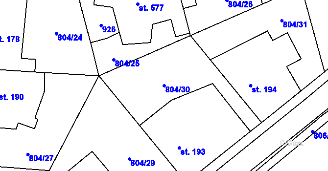 Parcela st. 804/30 v KÚ Ostřešany, Katastrální mapa