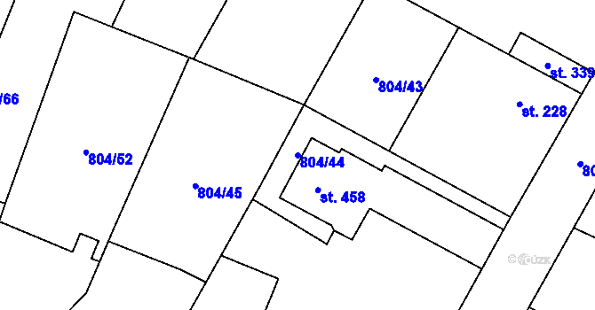 Parcela st. 804/44 v KÚ Ostřešany, Katastrální mapa