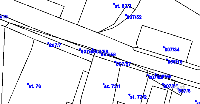Parcela st. 807/58 v KÚ Ostřešany, Katastrální mapa