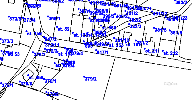 Parcela st. 847/1 v KÚ Ostřešany, Katastrální mapa