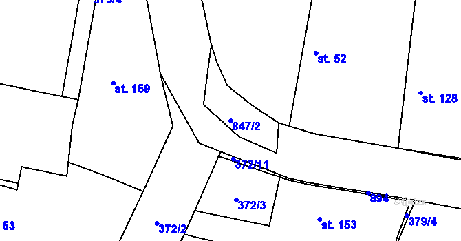 Parcela st. 847/2 v KÚ Ostřešany, Katastrální mapa