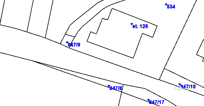 Parcela st. 847/3 v KÚ Ostřešany, Katastrální mapa