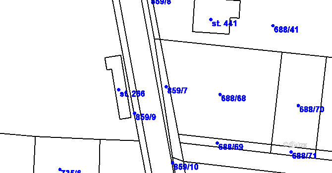 Parcela st. 859/7 v KÚ Ostřešany, Katastrální mapa
