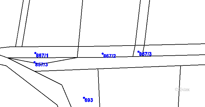 Parcela st. 867/2 v KÚ Ostřešany, Katastrální mapa