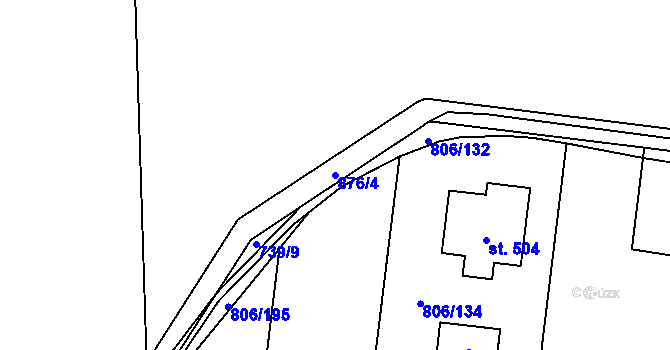Parcela st. 876/4 v KÚ Ostřešany, Katastrální mapa