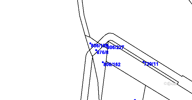 Parcela st. 876/8 v KÚ Ostřešany, Katastrální mapa