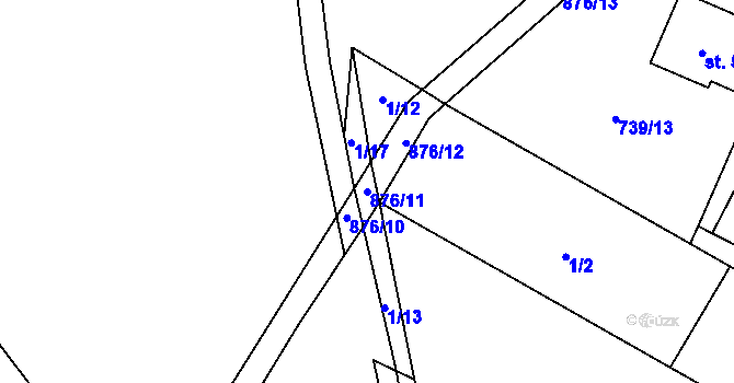 Parcela st. 876/11 v KÚ Ostřešany, Katastrální mapa