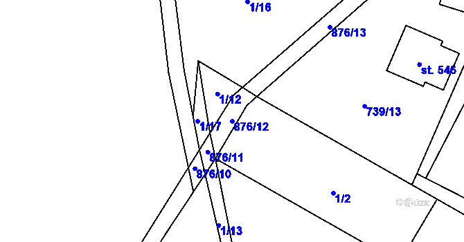 Parcela st. 876/12 v KÚ Ostřešany, Katastrální mapa