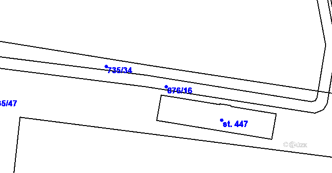 Parcela st. 876/16 v KÚ Ostřešany, Katastrální mapa