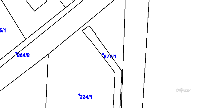 Parcela st. 877/1 v KÚ Ostřešany, Katastrální mapa