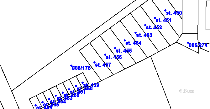 Parcela st. 456 v KÚ Ostřešany, Katastrální mapa