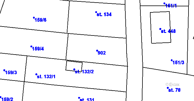 Parcela st. 902 v KÚ Ostřešany, Katastrální mapa