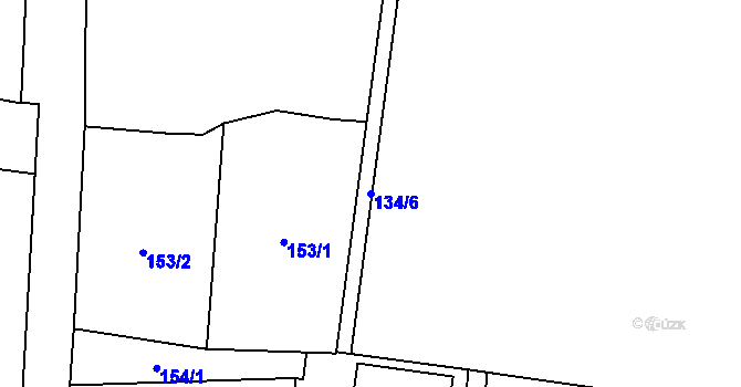 Parcela st. 134/6 v KÚ Ostřešany, Katastrální mapa