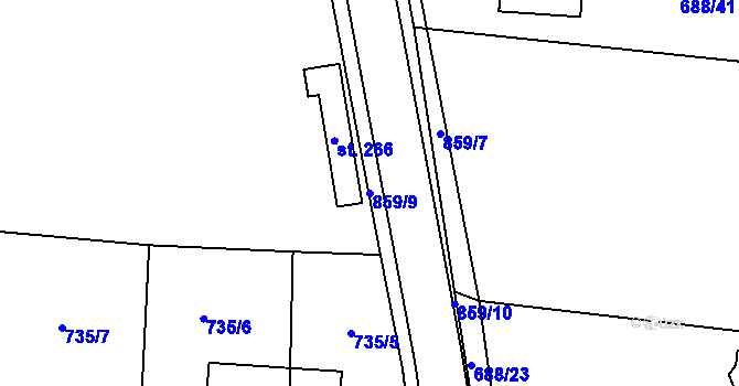 Parcela st. 859/9 v KÚ Ostřešany, Katastrální mapa