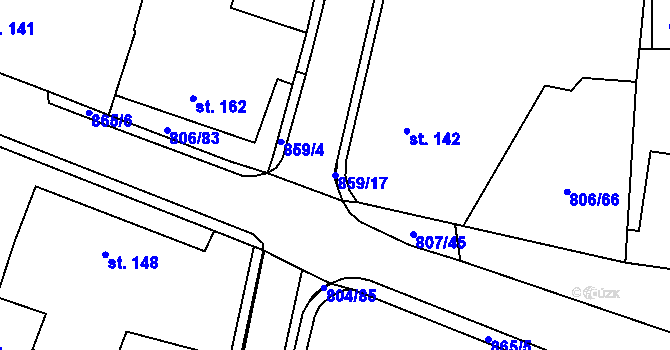 Parcela st. 859/17 v KÚ Ostřešany, Katastrální mapa