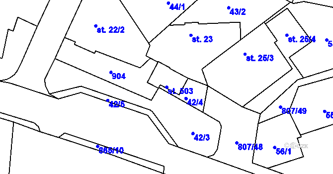 Parcela st. 503 v KÚ Ostřešany, Katastrální mapa