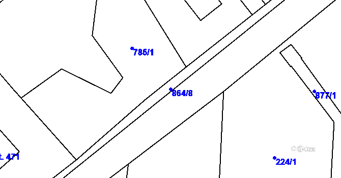 Parcela st. 864/8 v KÚ Ostřešany, Katastrální mapa